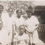 Favors Family, Amsee, Arzilla, Jimmie, Addie, Pompie and Glenestine in front of their home in Bethlehem, TX - Yr. unknown.